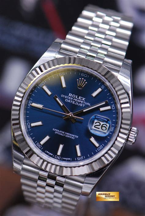 rolex datejust blue oyster bracelet|rolex oyster perpetual datejust 41.